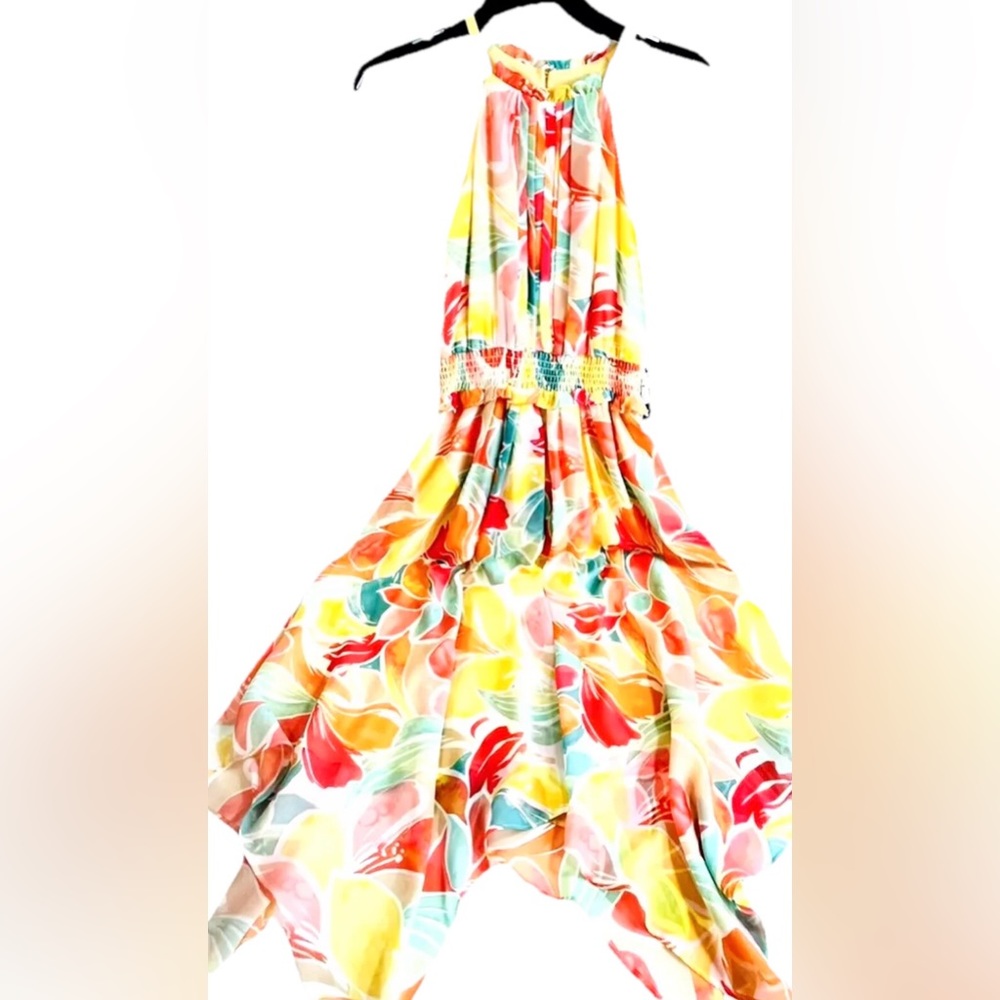 Vince Camuto Dress 0 Ladies Yellow Multi Flowing Summer NWT